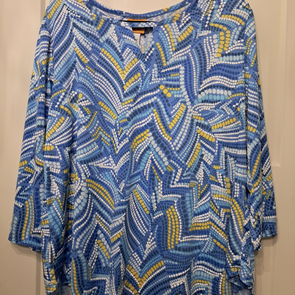 Ruby Rd. Blue and Yellow Geometric Tunic